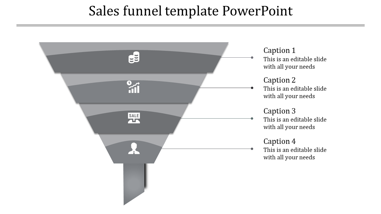 Sales funnel template PowerPoint-grey